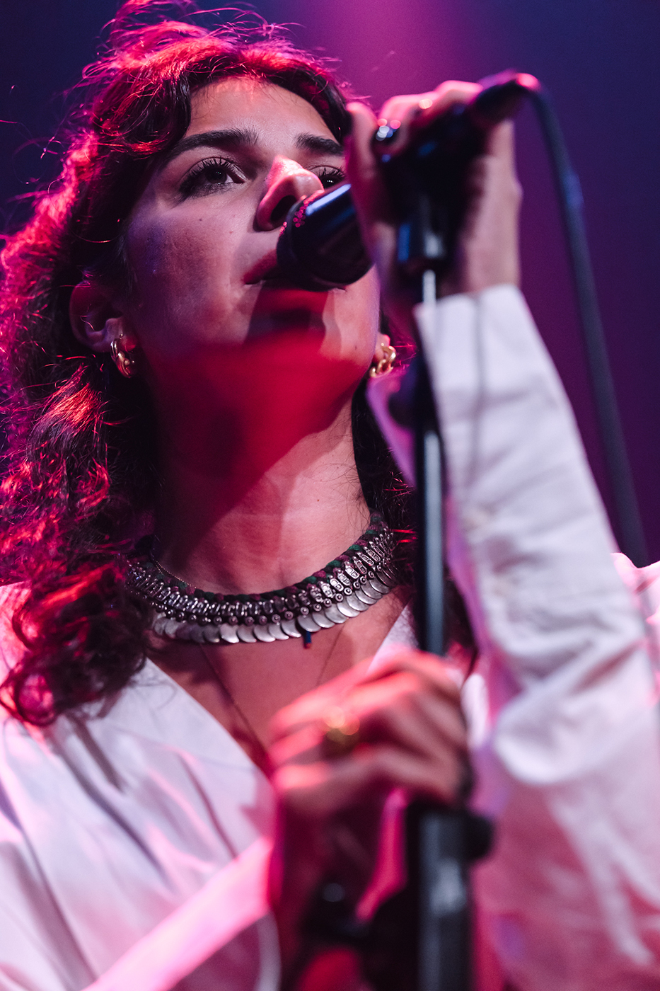 A close up photo of Sandy Chamoun performing live at Le Guess Who? with her band SANAM